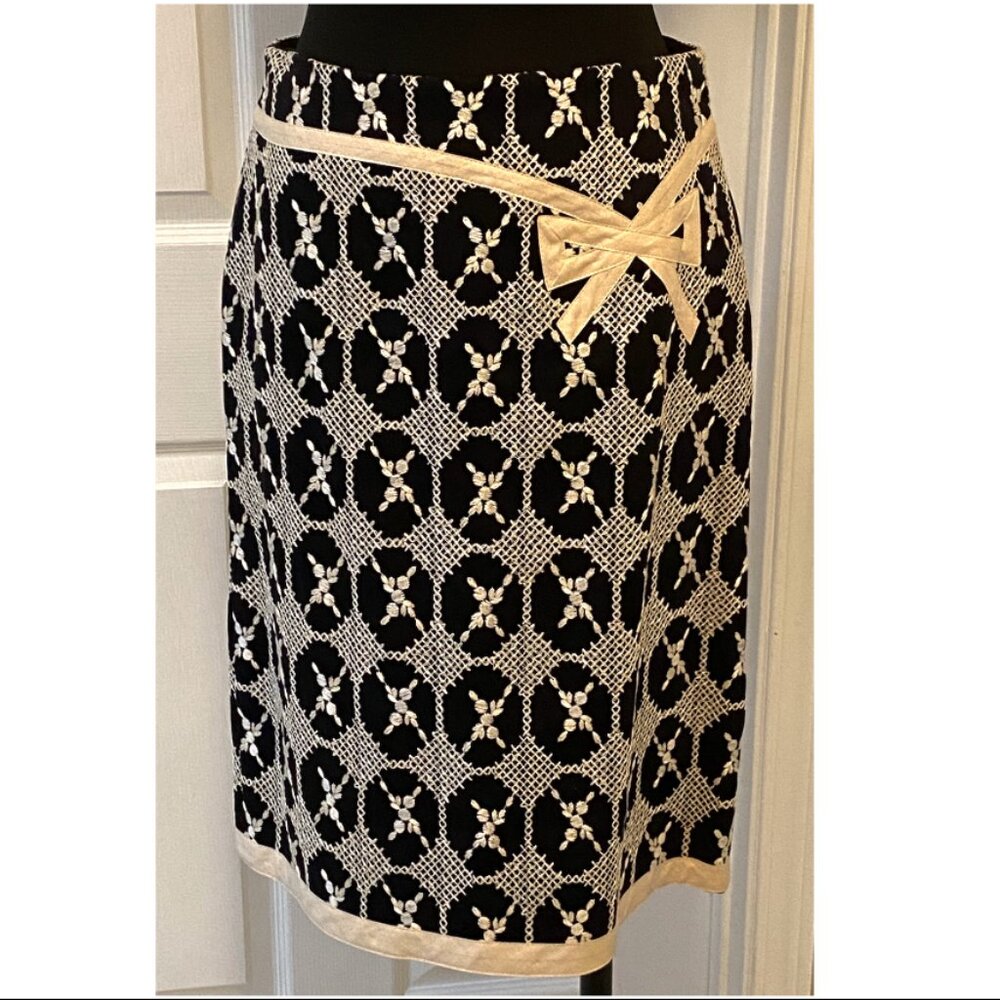Nanette Lepore Applique Bow Skirt, Black/Cream 10